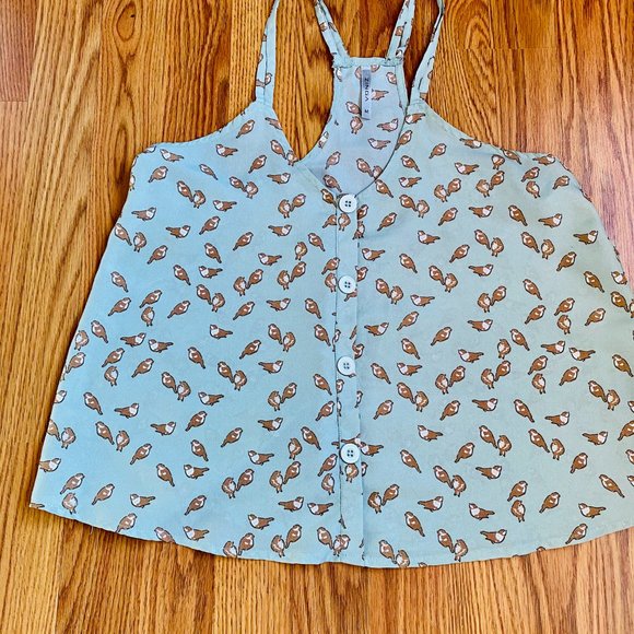 Zinga - Mint Green & Cute Birdie Tank Top M - Picture 2 of 10